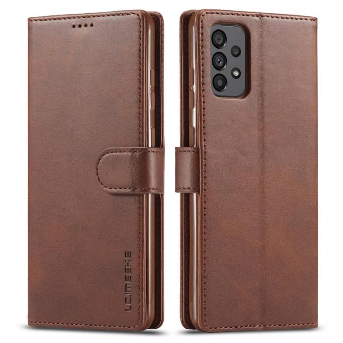 LC.imeeke - LC.IMEEKE för Samsung Galaxy A73 5G Plånboksfodral i Konstläder - Brun