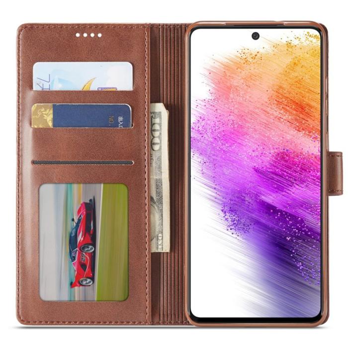 LC.imeeke - LC.IMEEKE för Samsung Galaxy A73 5G Plånboksfodral i Konstläder - Brun