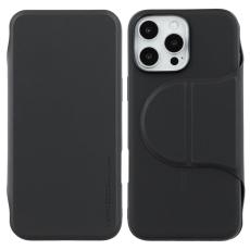 X-Level - X-LEVEL Mobilskal till iPhone 16 Pro L&auml;der Flip St&auml;ll med Kortfack - Svart