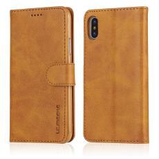 LC.imeeke - LC.IMEEKE Stand Pl&aring;nboksfodral i Konstl&auml;der f&ouml;r iPhone X - Brun