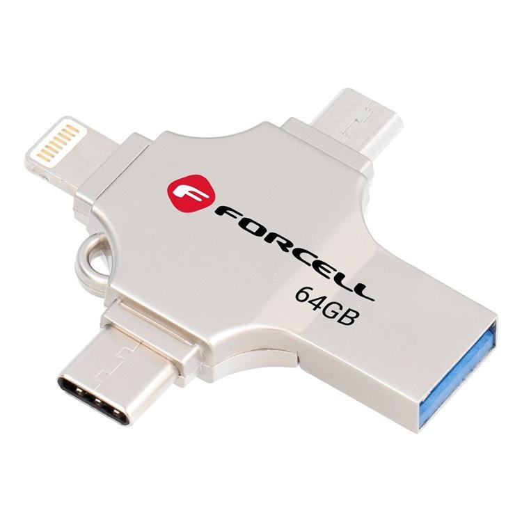 Forcell Pendrive 64GB USB 3.2 Gen 1(USB-A/USB-C/Lightning/Micro-USB) | 3712 | AlltMobil