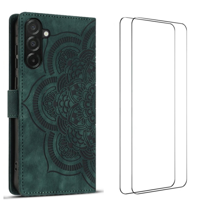 WANLONFENG - WANLONFENG Galaxy A26 Plånboksfodral med 2Pcs Härdat Glas MTL
