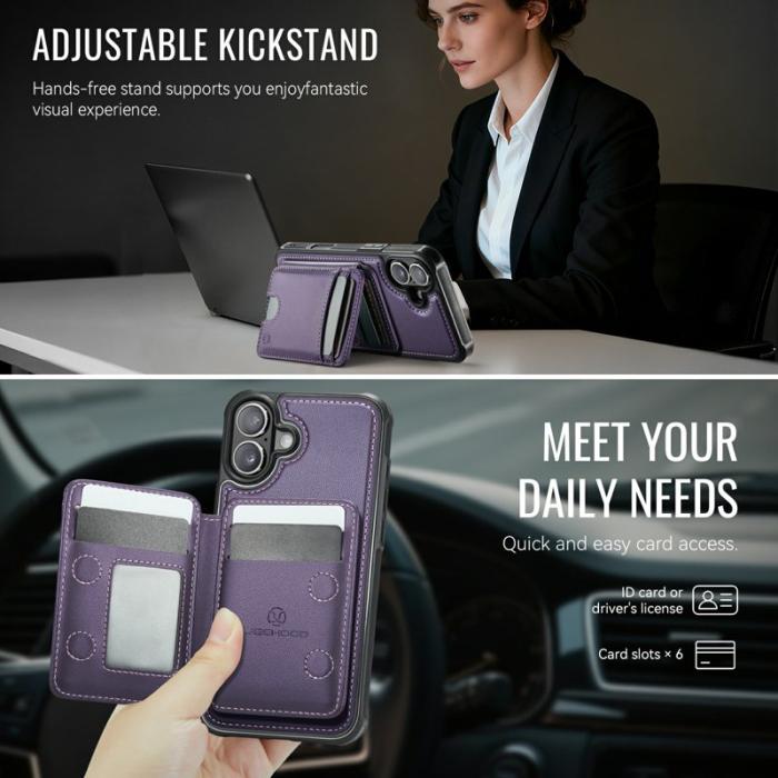 JEEHOOD - JEEHOOD iPhone 17 Fodral Konstläder MagSafe Skydd - Lila