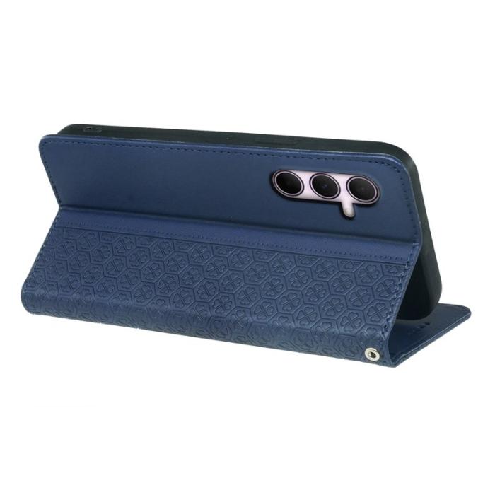 OEM - Samsung Galaxy S26 Fodral Fyrklöver Äkta Läder Flip - Blå