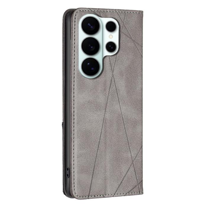 OEM - Samsung Galaxy S26 Ultra Skal Äkta Läder Geometrisk Prägling - Grå