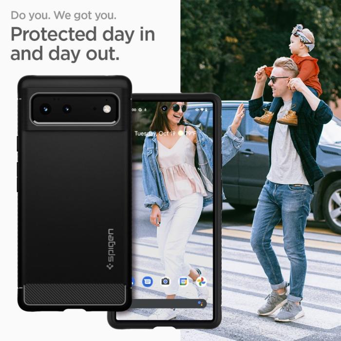 UTGATT1 - Spigen Rugged Armor Skal Pixel 6 - Matte Svart