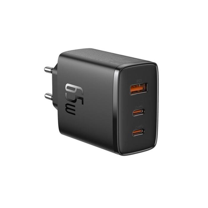BASEUS - Baseus GaN Väggladdare 2x USB-C Till USB-A 65W Cube Pro - Svart