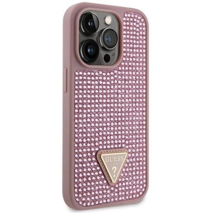 Guess - Guess iPhone 14 Pro Mobilskal Rhinestone Triangle - Rosa