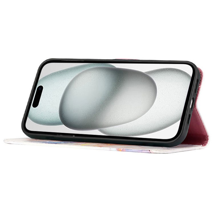 A-One Brand - iPhone 16 Plus Plånboksfodral Marble Pattern med Rem LS004