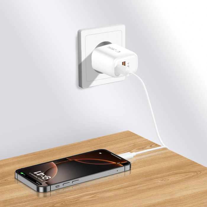 Tech-Protect - Tech-Protect Väggladdare Adapter USB-A/USB-C 20W - Vit