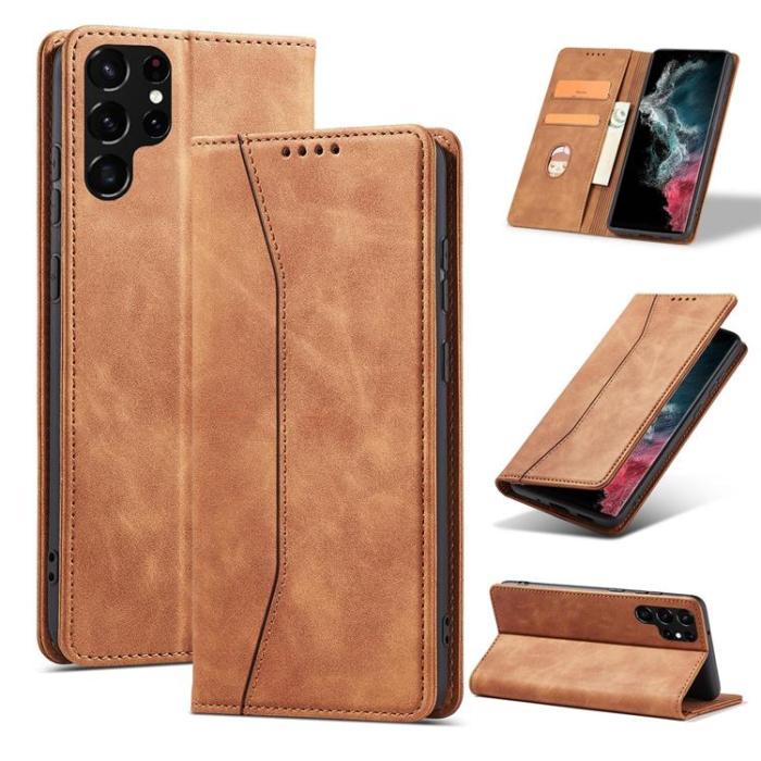 OEM - Galaxy S22 Ultra Plånboksfodral Magnet Fancy - Brun
