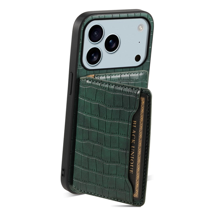 A-One Brand - iPhone 17 Pro Max Mobilskal Korthållare Crocodile - Grön