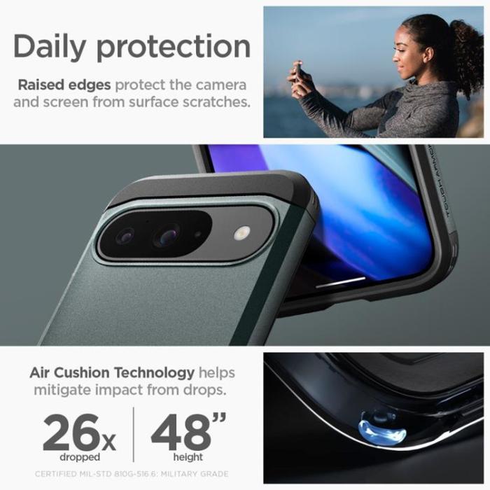 UTGATT - Spigen Google Pixel 9/9 Pro Mobilskal Tough Armor - Abyss Grön