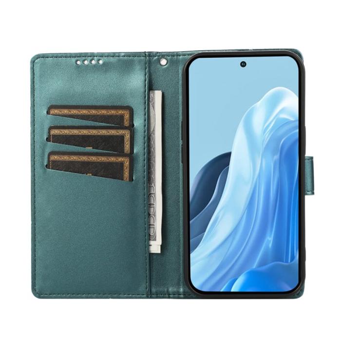 OEM - Line Samsung Galaxy S26 Fodral Imprint Läder med Handledsrem - Grön