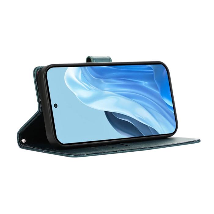 OEM - Line Samsung Galaxy S26 Fodral Imprint Läder med Handledsrem - Grön