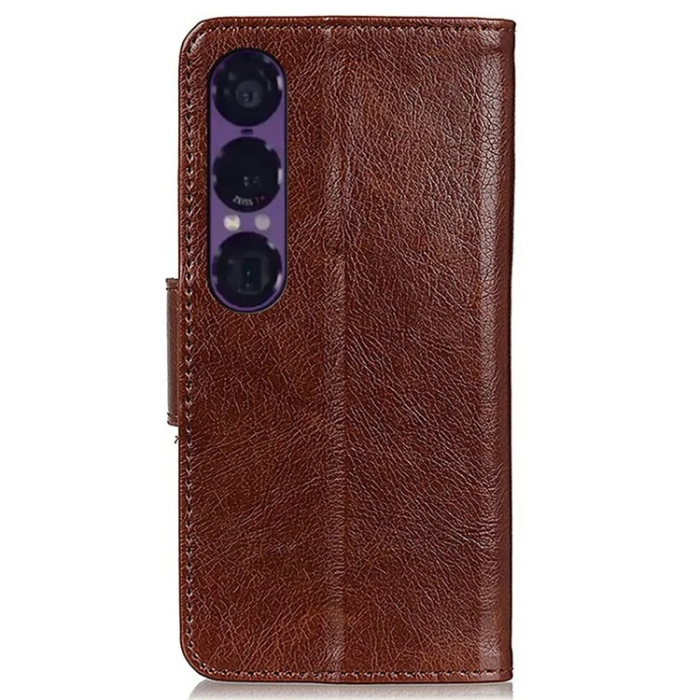 A-One Brand - Sony Xperia 1 VII Plånboksfodral Äkta Läder - Brun