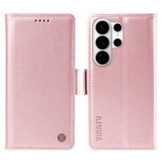 YIKATU - YIKATU Samsung Galaxy S26 Ultra Fodral &Auml;kta L&auml;der St&auml;ll - Ros&eacute;guld
