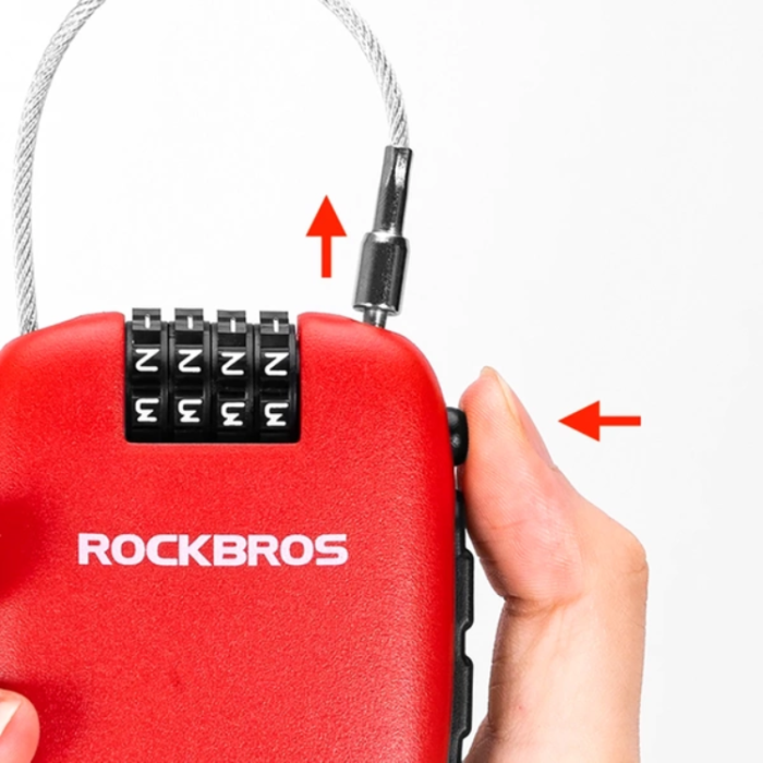 Rockbros - Rockbros Cykellås Med Indragbar Kabel - Röd