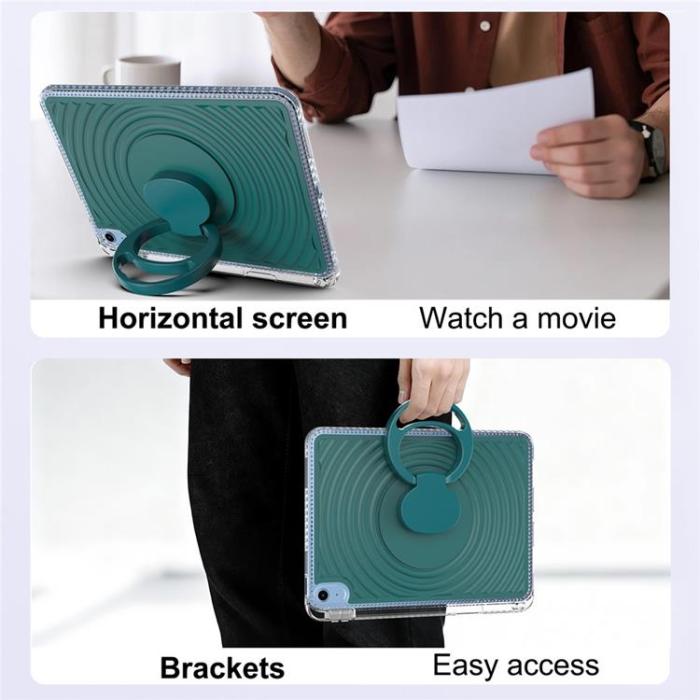 A-One Brand - iPad (2025) / 10.9 (2022) Skal Kickstand Wave Pattern - Svartgrön