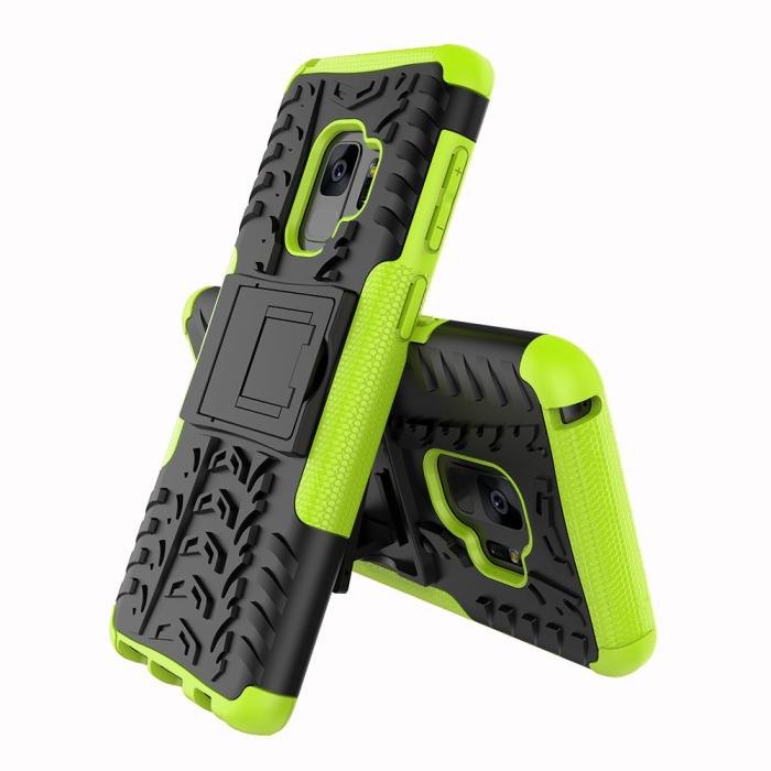 UTGATT4 - Rugged Armor Kickstand Skal till Samsung Galaxy S9 Plus - Grön