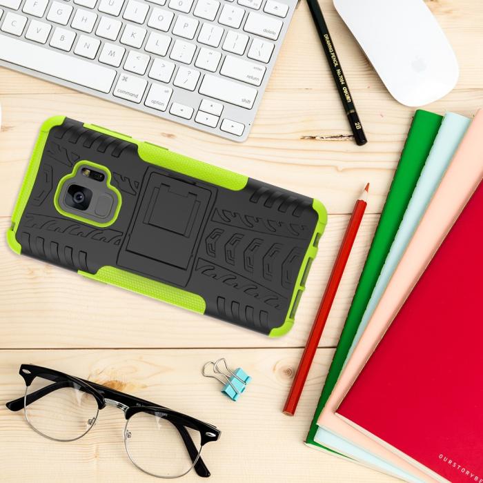 UTGATT4 - Rugged Armor Kickstand Skal till Samsung Galaxy S9 Plus - Grön