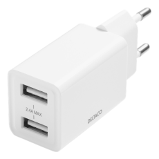 UTGATT1 - Deltaco - Väggladdare Med Dubbla Usb-A Portar 12 W - Vit