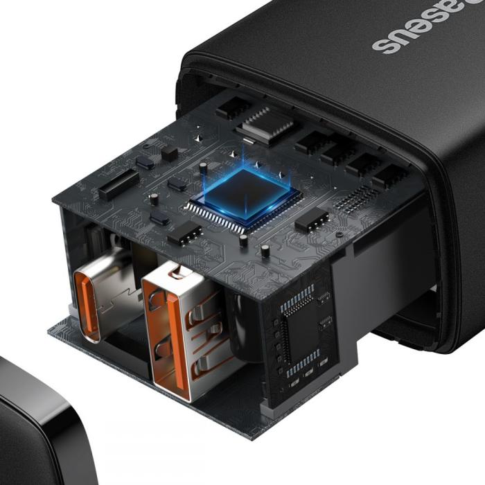 BASEUS - BASEUS - 2-Port Snabbladdare 20W - Svart