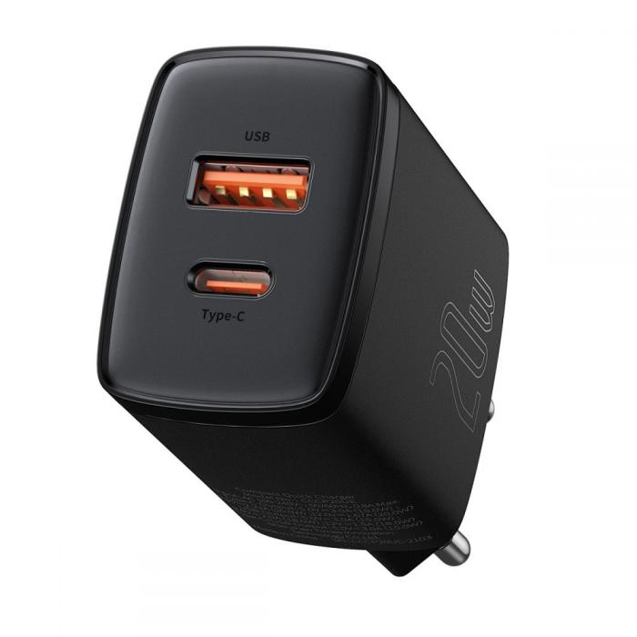 BASEUS - BASEUS - 2-Port Snabbladdare 20W - Svart