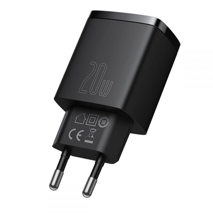 BASEUS - BASEUS - 2-Port Snabbladdare 20W - Svart