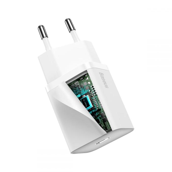 BASEUS - Baseus Super snabbladdare 20W + Lightning Kabel - Vit