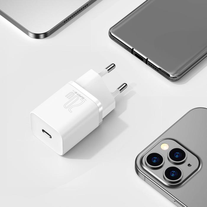 BASEUS - Baseus Super snabbladdare 20W + Lightning Kabel - Vit