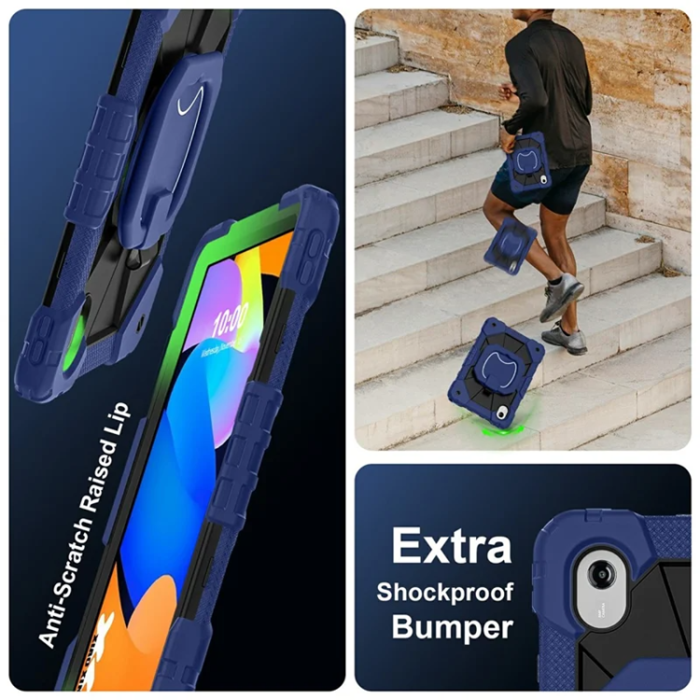 A-One Brand - Lenovo M11/Idea Tab Skal Silikon Kickstand - Marinblå/Svart