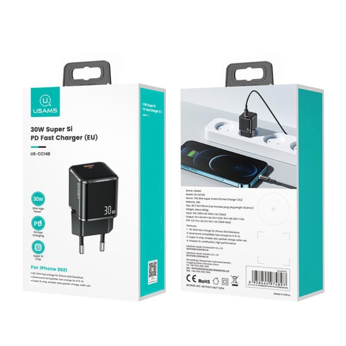 Dux Ducis - USAMS 30W USB-C Väggladdare US-CC148 Super Si - Vit