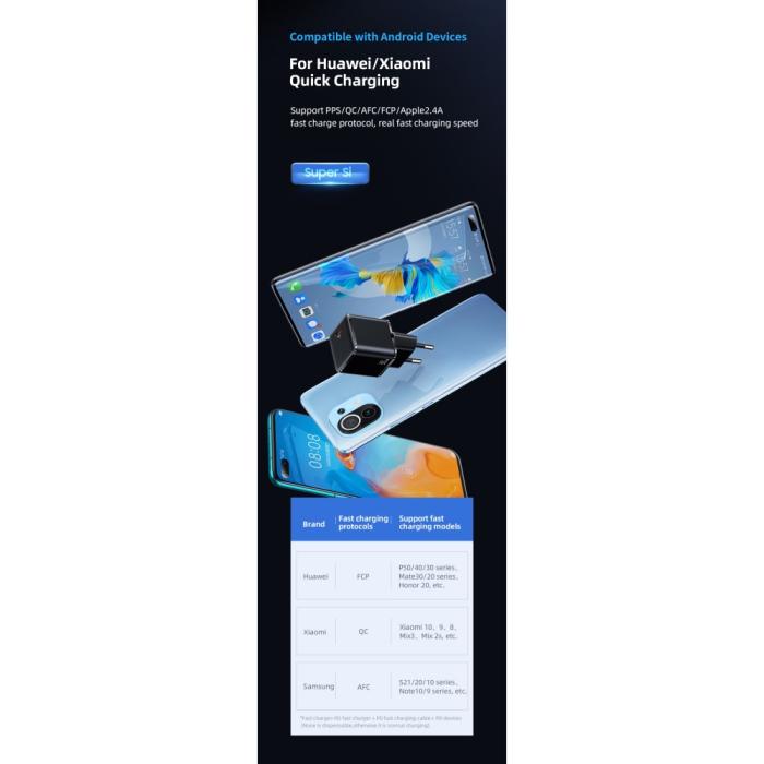 Dux Ducis - USAMS 30W USB-C Väggladdare US-CC148 Super Si - Vit