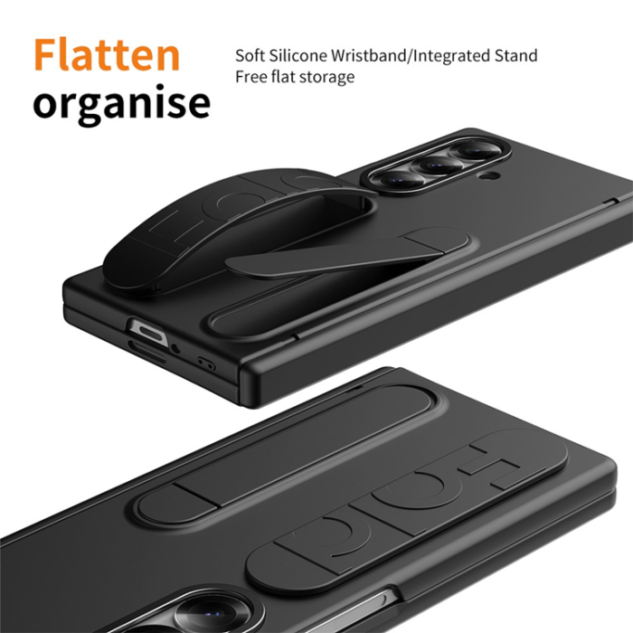 A-One Brand - Galaxy Z Fold 7 Mobilskal Kickstand Armband - Svart