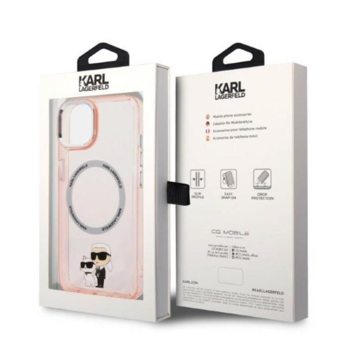 KARL LAGERFELD - Karl Lagerfeld iPhone 14 Skal Magsafe Iconic Karl & Choupette - Rosa
