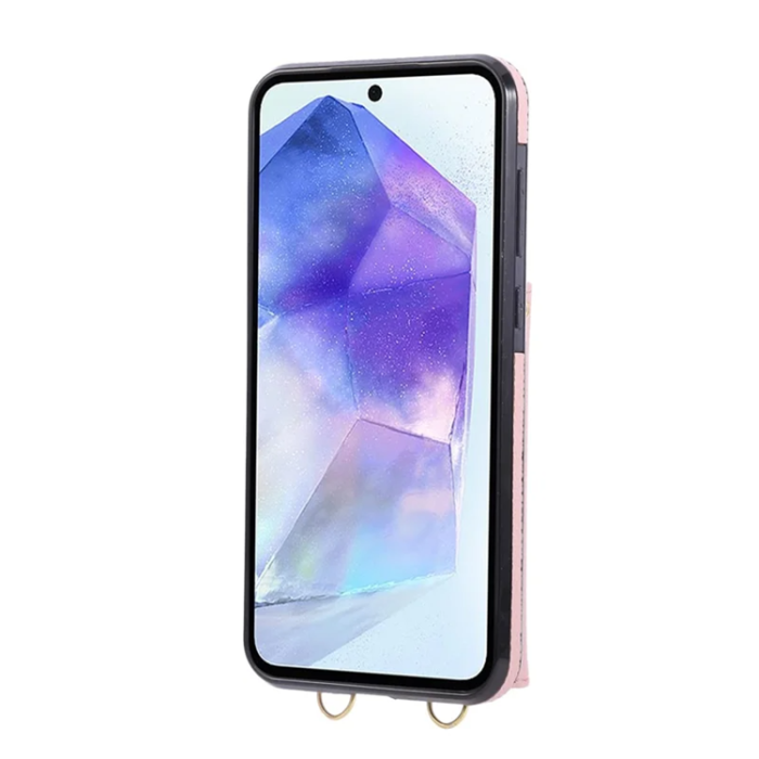 A-One Brand - Galaxy S25 Edge Mobilskal Korthållare Kickstand Rhombus - Rosa