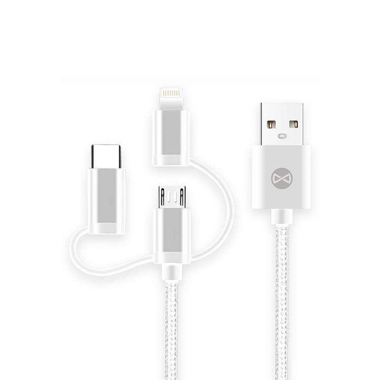 Forever 3in1 USB-A till USB-C Lightning microUSB kabel 1.5A 1m | 3541 | AlltMobil
