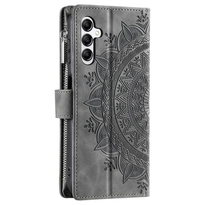 OEM - Samsung Galaxy A37 Plånboksfodral Konstläder Mandala Blommönster - Grå