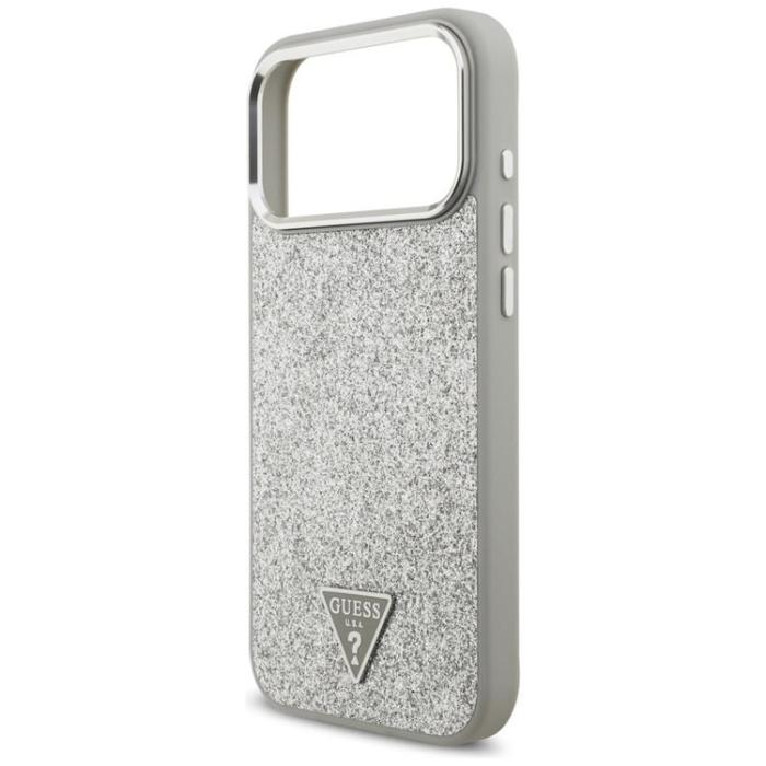 Guess - Guess iPhone 17 Pro Max Mobilskal MagSafe Glitter Triangle Logo - Silver