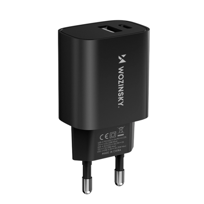Wozinsky - Wozinsky USB-A USB-C 20W Väggladdare - Svart