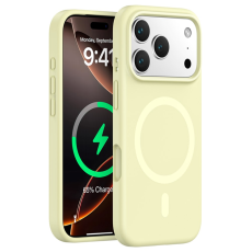 A-One Brand - iPhone 17 Pro Max Mobilskal Magsafe Liquid Silicone - Cream Gul