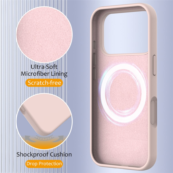 A-One Brand - iPhone 17 Pro Max Mobilskal MagSafe Silikon Anti-Drop - Rosa