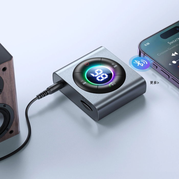 Joyroom - Joyroom JR-CB2 Bluetooth AUX-Sändare För Bil, TV - Grå
