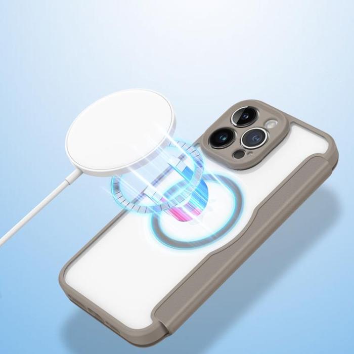 UTGATT1 - Dux Ducis iPhone 14 Pro Plånboksfodral Magsafe Skin X Pro - Beige