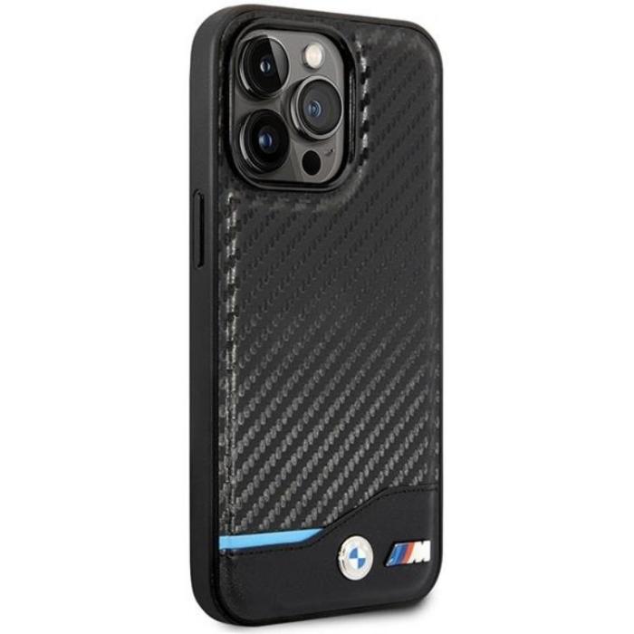 BMW - BMW iPhone 14 Pro Magsafe Läder Mobilskal Carbon - Svart