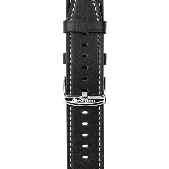 Forcell - Forcell Galaxy Watch 22mm Armband Eco Läder - Svart