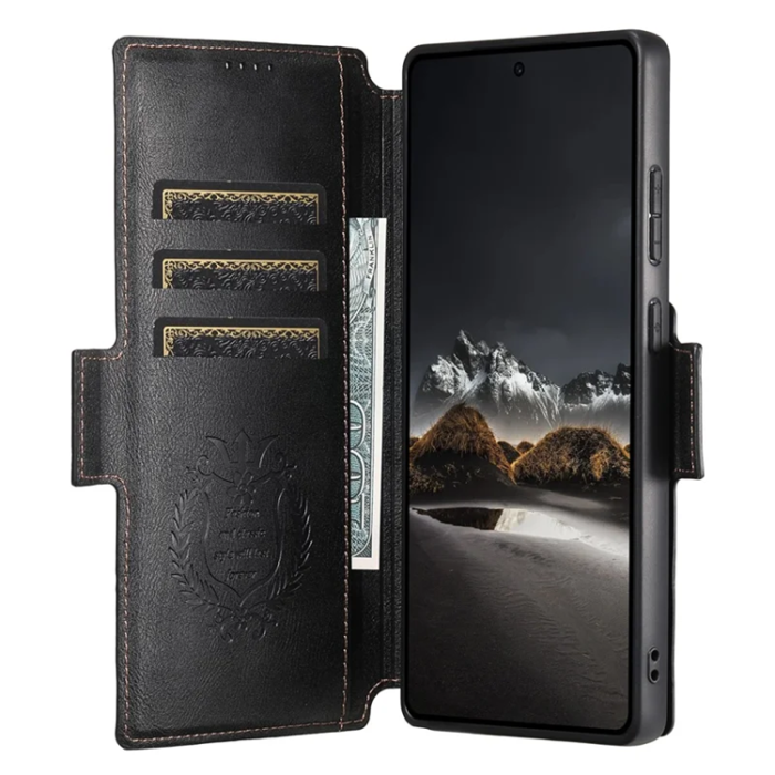 SUTENI - SUTENI Galaxy S23 Ultra Plånboksfodral Magsafe Cowhide - Svart