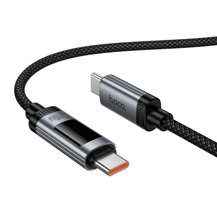 Hoco - HOCO USB-C till USB-C 240W Kabel 6A 1.2m med Display U148 - Svart
