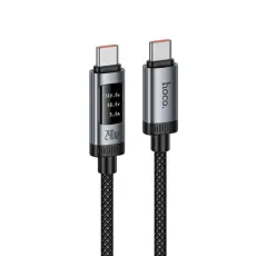 Hoco - HOCO USB-C till USB-C 240W Kabel 6A 1.2m med Display U148 - Svart